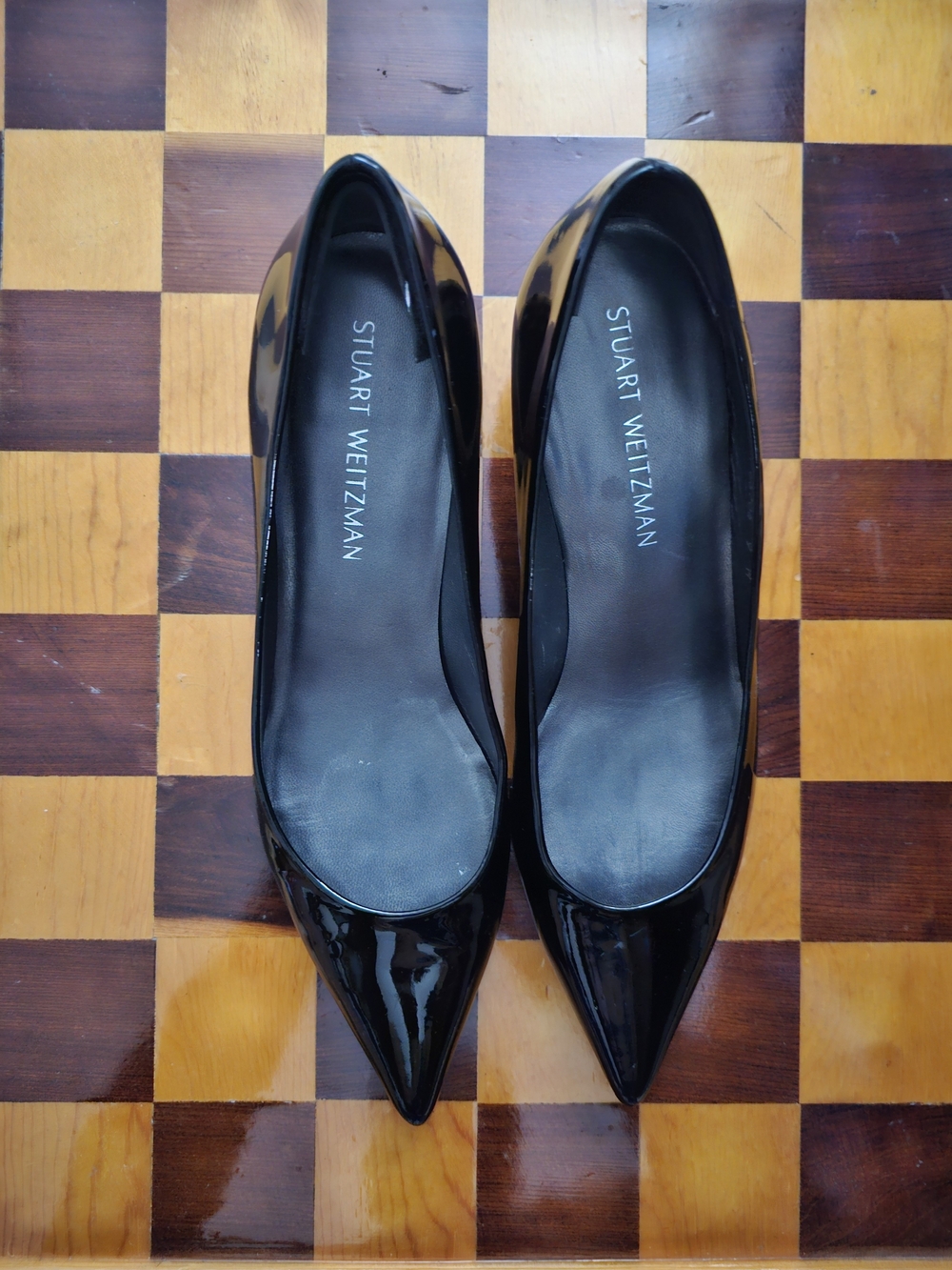 Stuart Weitzman Black Patent Pointed-Toe Flats